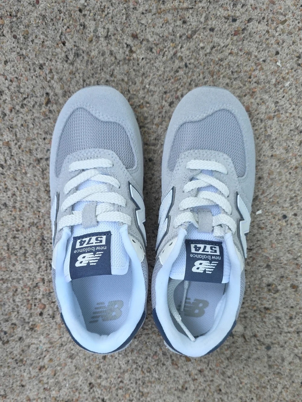 NWT New Balance 574 Grey & Blue Athletic Shoes Sneakers Size 13.5
